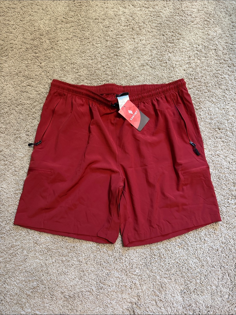 Men's Red Performance Shorts with Zip Pockets